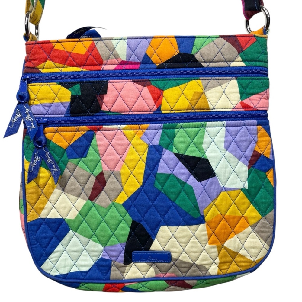 Vera Bradley Pop Art Geometric Print Crossbody Shoulder Bag Triple Zipper Artsy